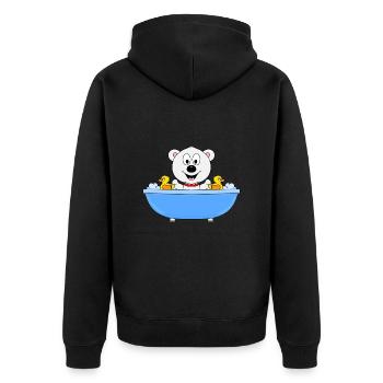 EISBÄR - BADEWANNE - TIER - KIND - BABY - Unisex Premium Bio Zip Hoodie - Schwarz - Hinten - Nico (187cm)