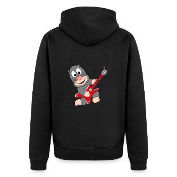 MAULWURF - GITARRE - MUSIK - LIEBE - TIER - Unisex Premium Bio Zip Hoodie - Schwarz - Hinten - Nico (187cm)