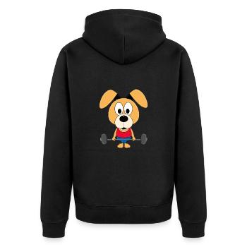 HUND - FITNESS - GEWICHTHEBER - FIT - SPORT - TIER - Unisex Premium Bio Zip Hoodie - Schwarz - Hinten - Nico (187cm)