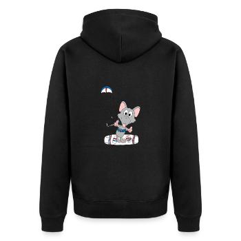 WASSERRATTE - RATTE - KITER - KITESURFER - KITEN - Unisex Premium Bio Zip Hoodie - Schwarz - Hinten - Nico (187cm)
