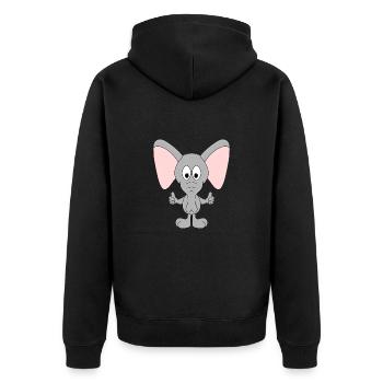 ELEFANT - TIER - TIERISCH - GUT - KIND - BABY - Unisex Premium Bio Zip Hoodie - Schwarz - Hinten - Nico (187cm)