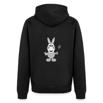 FEDERBALL - BADMINTON - SPORT - ESEL - TIER - KIND - Unisex Premium Bio Zip Hoodie - Schwarz - Hinten - Nico (187cm)