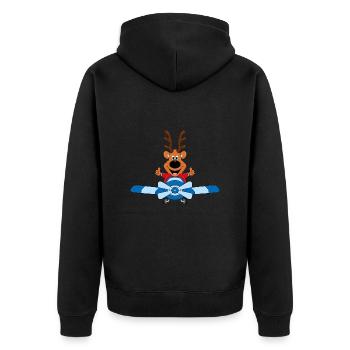 FLUGZEUG - REH - PILOT - TIER - KIND - BABY - Unisex Premium Bio Zip Hoodie - Schwarz - Hinten - Nico (187cm)