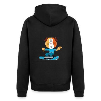 MEERSCHWEINCHEN - SNOWBOARD - SPORT - TIER - KIND - Unisex Premium Bio Zip Hoodie - Schwarz - Hinten - Nico (187cm)