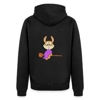 HASE - HEXE - HEXENBESEN - TIER - KIND - BABY - Unisex Premium Bio Zip Hoodie - Schwarz - Hinten - Nico (187cm)