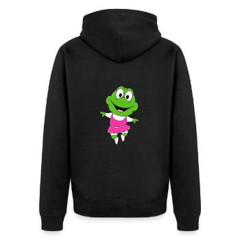 FROSCH - TANZEN - BALLETT - BALLERINA - TIER - Unisex Premium Bio Zip Hoodie - Schwarz - Hinten - Nico (187cm)