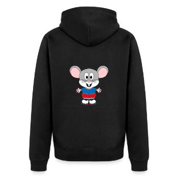 MAUS - INLINE SKATING - TIER - KIND - BABY - SPORT - Unisex Premium Bio Zip Hoodie - Schwarz - Hinten - Nico (187cm)
