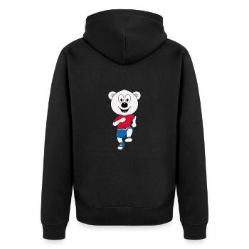 EISBÄR - LAUFEN - JOGGEN - SPORT - TIER - FUN - Unisex Premium Bio Zip Hoodie - Schwarz - Hinten - Nico (187cm)