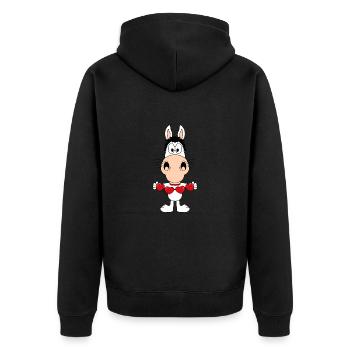 PFERD - PONY - HERZEN - LIEBE - TIER - VERLIEBT - Unisex Premium Bio Zip Hoodie - Schwarz - Hinten - Nico (187cm)