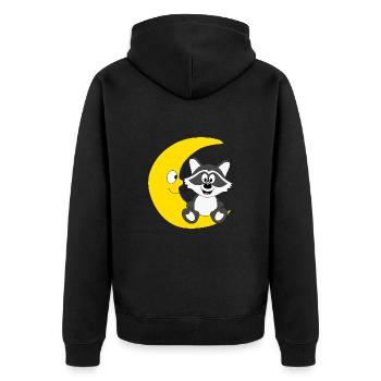 WASCHBÄR - MOND - TIER - KIND - BABY - Unisex Premium Bio Zip Hoodie - Schwarz - Hinten - Nico (187cm)