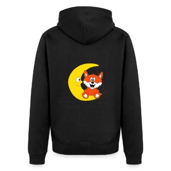 MOND - FUCHS - TIER - TIERISCH - KIND - BABY - Unisex Premium Bio Zip Hoodie - Schwarz - Hinten - Nico (187cm)