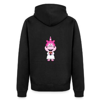 BRAUT - HOCHZEIT - HEIRATEN - EINHORN - LIEBE - Unisex Premium Bio Zip Hoodie - Schwarz - Hinten - Nico (187cm)