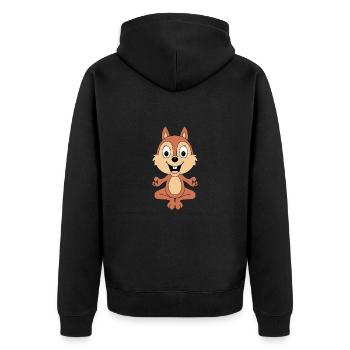 EICHHÖRNCHEN - YOGA - PILATES - TIER - TIERISCH - Unisex Premium Bio Zip Hoodie - Schwarz - Hinten - Nico (187cm)