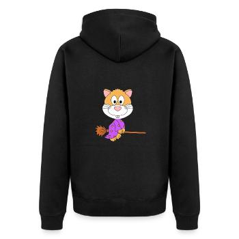 HEXE - HAMSTER - HEXENBESEN - TIER - KIND - BABY - Unisex Premium Bio Zip Hoodie - Schwarz - Hinten - Nico (187cm)