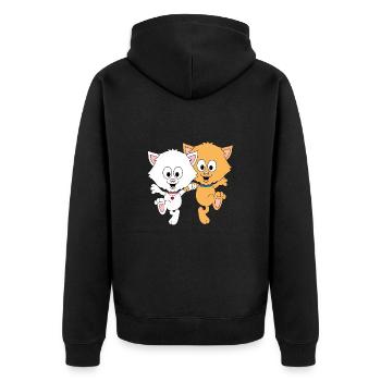 KATZEN - TANZEN - KATZE - TÄNZERIN - TÄNZER - Unisex Premium Bio Zip Hoodie - Schwarz - Hinten - Nico (187cm)