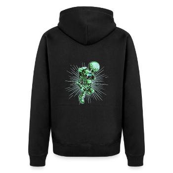 Astronaut Basketball Mond - Unisex Premium Bio Zip Hoodie - Schwarz - Hinten - Nico (187cm)