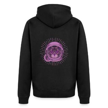 Space Cat Cat - Unisex Premium Organic Zip Hoodie - black - Back - Nico (187cm)