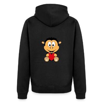 HERZ - LIEBE - VERLIEBT - SCHAF - TIERISCH - TIER - Unisex Premium Bio Zip Hoodie - Schwarz - Hinten - Nico (187cm)