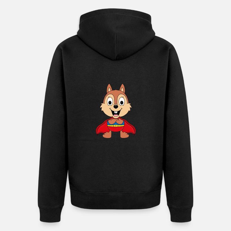 SUPERHELD - EICHHÖRNCHEN - TIER - TIERISCH - Unisex Premium Bio Zip Hoodie - Schwarz