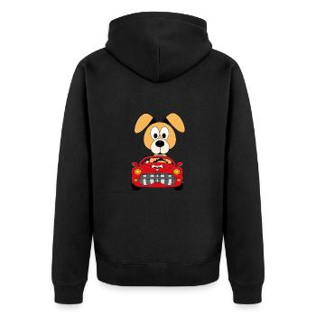 HUND - AUTO - TIER - TIERISCH - KIND - BABY - Unisex Premium Bio Zip Hoodie - Schwarz - Hinten - Nico (187cm)