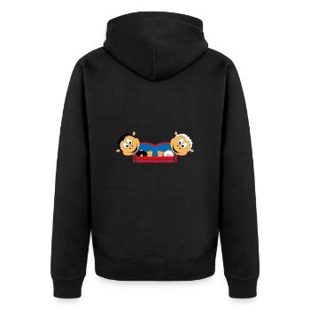 SCHAFE - SOFA - TIERE - LIEBE - LOVE - TIERISCH - Unisex Premium Bio Zip Hoodie - Schwarz - Hinten - Nico (187cm)