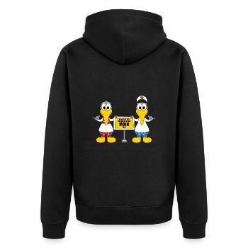 MÖWEN - MEER - HEIMAT - MOIN - VÖGEL - TIERE - Unisex Premium Bio Zip Hoodie - Schwarz - Hinten - Nico (187cm)