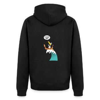 MÖWE - ITALIEN - GONDOLIERE - SURFER - O SOLE MIO - Unisex Premium Bio Zip Hoodie - Schwarz - Hinten - Nico (187cm)