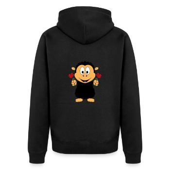 BLUMEN - LIEBE - SCHAF - TIERISCH - VERLIEBT - Unisex Premium Bio Zip Hoodie - Schwarz - Hinten - Nico (187cm)