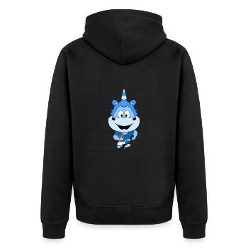 EINHORN - AMERICAN FOOTBALL - SPORT - TIERISCH - Unisex Premium Bio Zip Hoodie - Schwarz - Hinten - Nico (187cm)