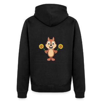 EICHHÖRNCHEN - SONNENBLUMEN - BLUMEN - LIEBE - Unisex Premium Bio Zip Hoodie - Schwarz - Hinten - Nico (187cm)