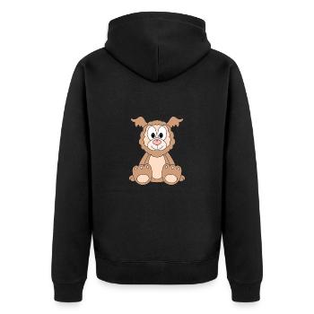 LAMA - ALPAKA - TIER - TIERISCH - KIND - BABY - Unisex Premium Bio Zip Hoodie - Schwarz - Hinten - Nico (187cm)