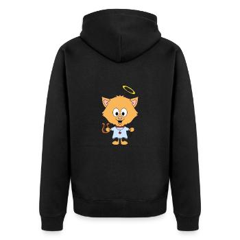 KATZE - ENGEL - TIER - TIERISCH - KATER - HIMMEL - Unisex Premium Bio Zip Hoodie - Schwarz - Hinten - Nico (187cm)