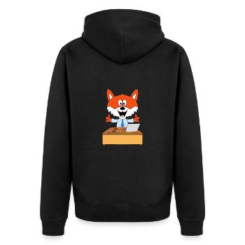 FUCHS - ARBEIT - BÜRO - CHEF - JOB - BERUF - TIER - Unisex Premium Bio Zip Hoodie - Schwarz - Hinten - Nico (187cm)