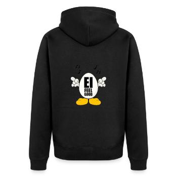 OSTEREI - EI - MUSIK - OSTERN - EI FEEL GOOD - Unisex Premium Bio Zip Hoodie - Schwarz - Hinten - Nico (187cm)