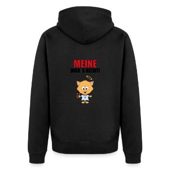 MEINE WAR´S NICHT - KATZE - ENGEL - KÄTZCHEN - Unisex Premium Bio Zip Hoodie - Schwarz - Hinten - Nico (187cm)