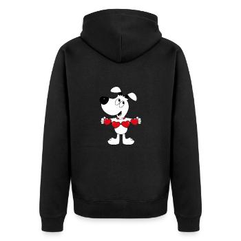 HUND - LIEBE - TIERISCH - VERLIEBT - HERZEN - TIER - Unisex Premium Bio Zip Hoodie - Schwarz - Hinten - Nico (187cm)
