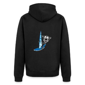 SURFER - WINDSURFER - PANTHER - WASSERSPORT - TIER - Unisex Premium Bio Zip Hoodie - Schwarz - Hinten - Nico (187cm)