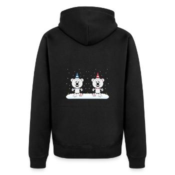 EISBÄREN - SCHNEE - WINTER - EISBÄR - LIEBE - LOVE - Unisex Premium Bio Zip Hoodie - Schwarz - Hinten - Nico (187cm)