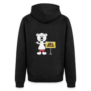 EISBÄR - SHAKA - SURFER - KITER - HOME IS WHERE... - Unisex Premium Bio Zip Hoodie - Schwarz - Hinten - Nico (187cm)