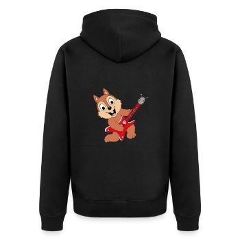 EICHHÖRNCHEN - GITARRE - MUSIK - LIEBE - TIER - Unisex Premium Bio Zip Hoodie - Schwarz - Hinten - Nico (187cm)