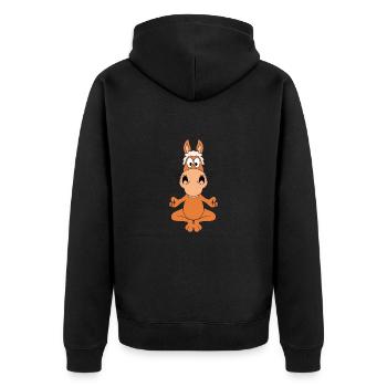 PERD - PONY - YOGA - PILATES - TIER - TIERISCH - Unisex Premium Bio Zip Hoodie - Schwarz - Hinten - Nico (187cm)