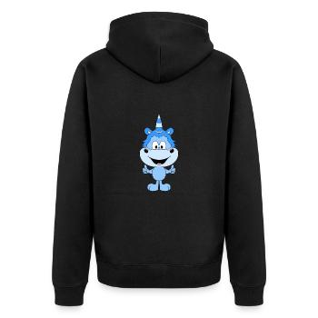EINHORN - SUPER - GUT - KIND - BABY - TIERISCH - Unisex Premium Bio Zip Hoodie - Schwarz - Hinten - Nico (187cm)
