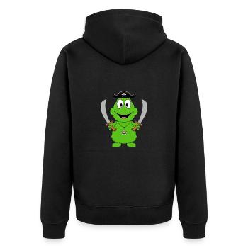FROSCH - PIRAT - SEERÄUBER - TIER - TIERISCH - Unisex Premium Bio Zip Hoodie - Schwarz - Hinten - Nico (187cm)