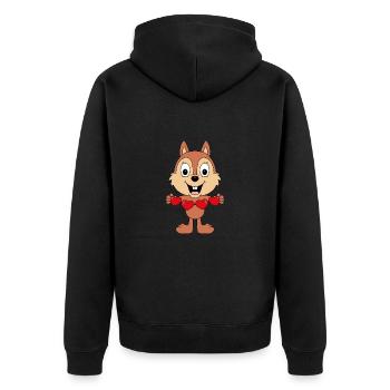 EICHHÖRNCHEN - LIEBE - TIER - TIERISCH - VERLIEBT - Unisex Premium Bio Zip Hoodie - Schwarz - Hinten - Nico (187cm)