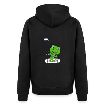 KITEN - KITE - KITESURFEN - KITESURFER - DINO - Unisex Premium Bio Zip Hoodie - Schwarz - Hinten - Nico (187cm)