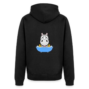 NASHORN - BADEWANNE - BADEN - TIER - TIERISCH - Unisex Premium Bio Zip Hoodie - Schwarz - Hinten - Nico (187cm)