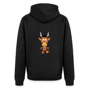 STIER - BULLE - TIER - TIERISCH - Unisex Premium Bio Zip Hoodie - Schwarz - Hinten - Nico (187cm)