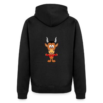 LIEBE - TIER - STIER - BULLE - TIERISCH - VERLIEBT - Unisex Premium Bio Zip Hoodie - Schwarz - Hinten - Nico (187cm)