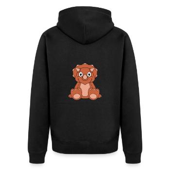 DINO - DINOSAURIER - KIND - BABY - Unisex Premium Bio Zip Hoodie - Schwarz - Hinten - Nico (187cm)