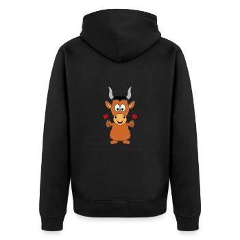 STIER - BULLE - BLUMEN - TIER - LIEBE - Unisex Premium Bio Zip Hoodie - Schwarz - Hinten - Nico (187cm)